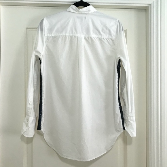 J Crew Long Sleeve Cotton Blouse w/Sequins - 4 - Picture 3 of 5